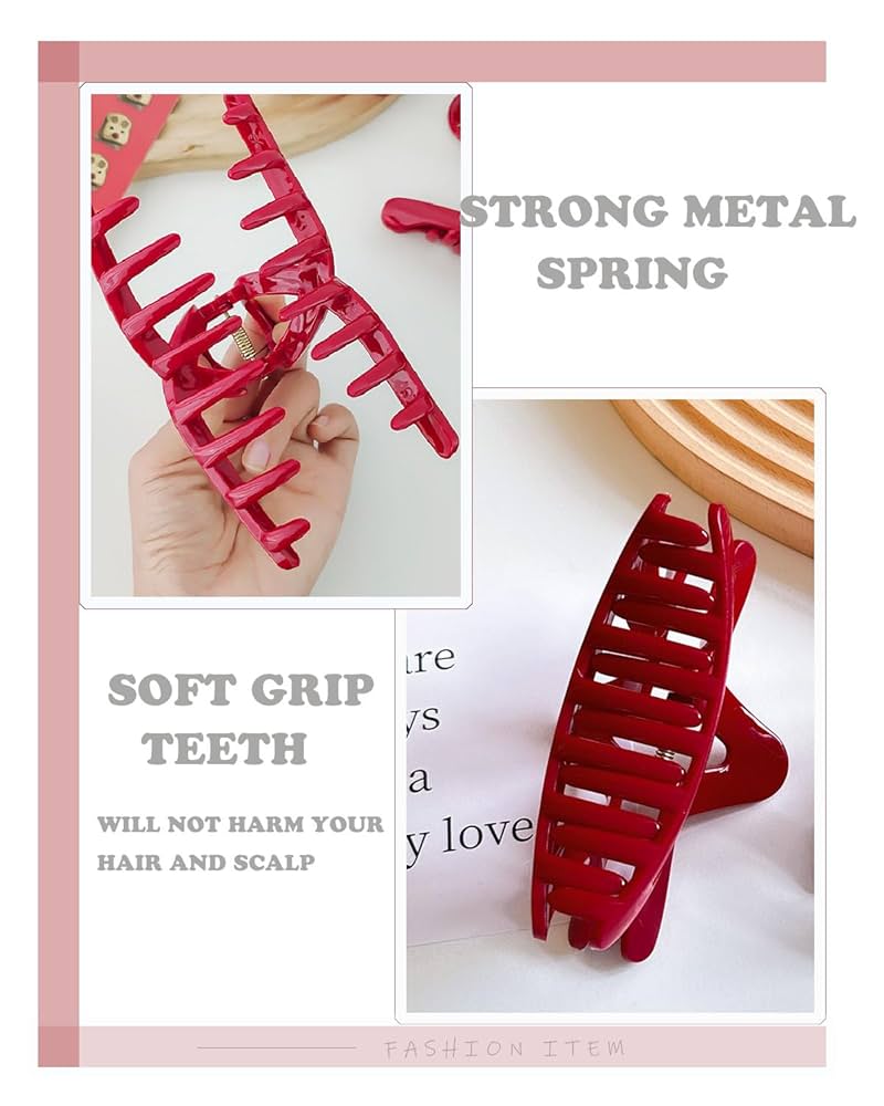 Amazon.co.jp: 3個 赤い爪クリップセット ラージ レッド リボン